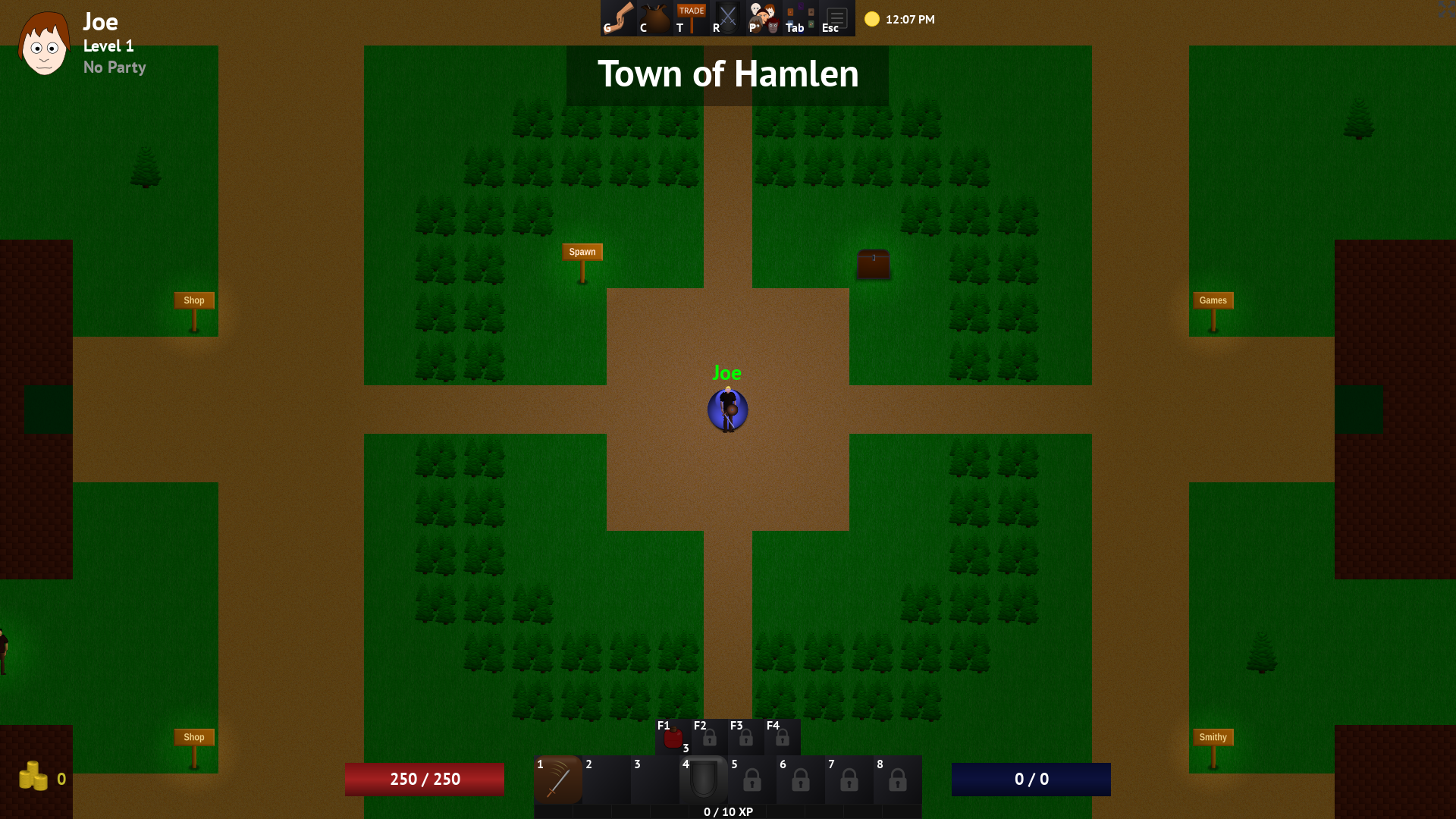 Starting town