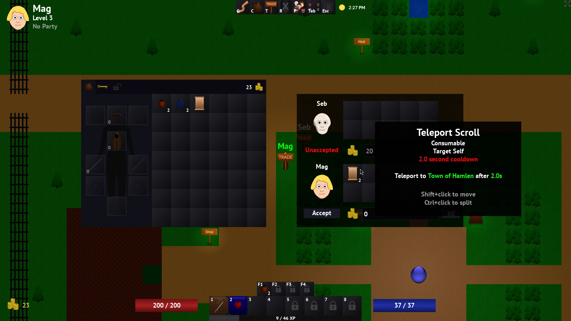 Trading with another player