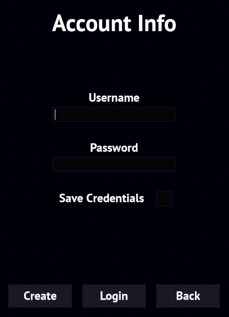 Login screen